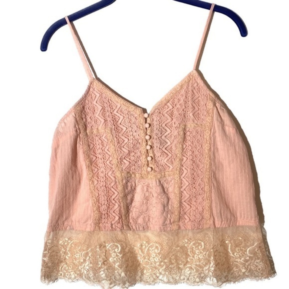 Elegant Lace Trim Pink Cami Top